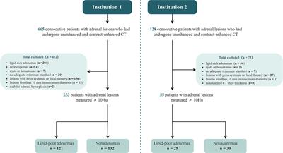 Development and Validation of a Clinical-Image Model for Quantitatively Distinguishing Uncertain Lipid-Poor Adrenal Adenomas From Nonadenomas